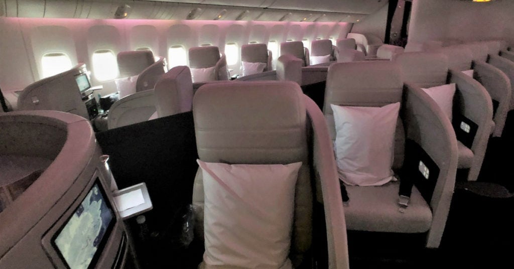 Air NZ business class cabin