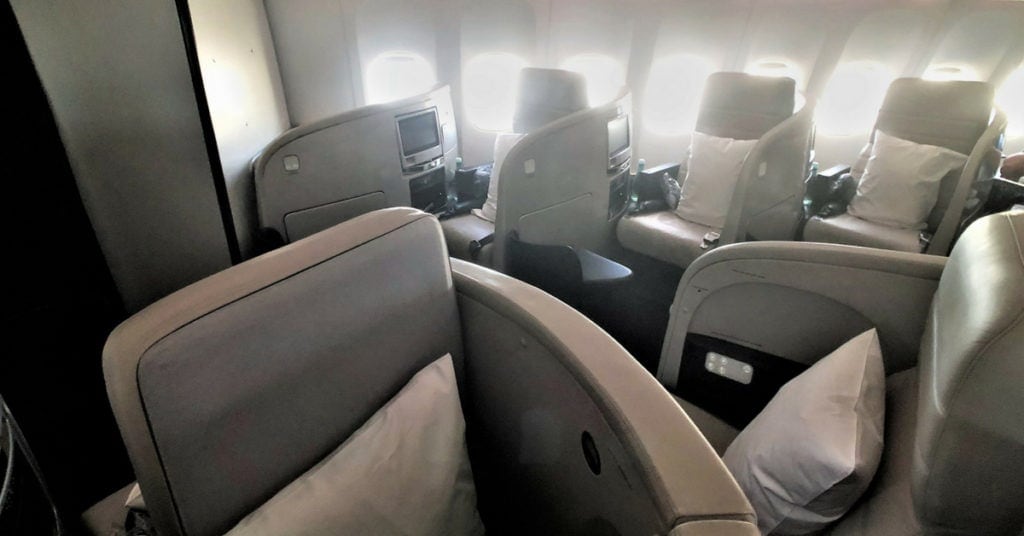 Air NZ business class cabin