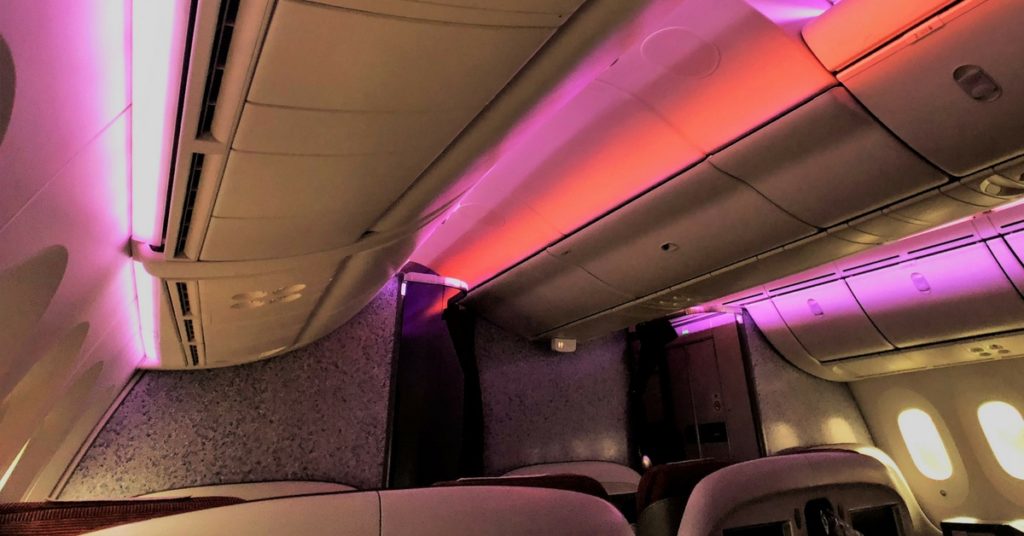 Latam business class cabin ceiling