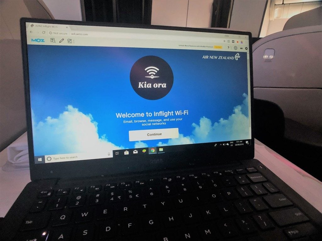 Air New Zealand wifi welcome screen 1024