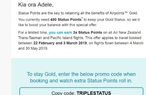 air new zealand triple status points