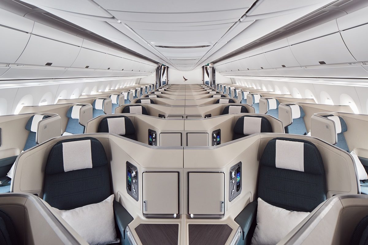 cathay pacific A350-1000 business class cabin